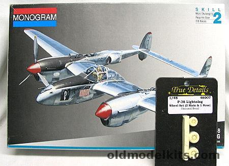 Monogram 1/48 P-38J Lightning Richard Bong - Droop Snoot or Night Fighter with True Details Wheels, 5479 plastic model kit